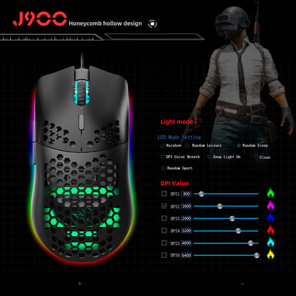 UHM T66 Mini Ultralight USB Wired Gaming Mouse,Black, USB Wired Mouse