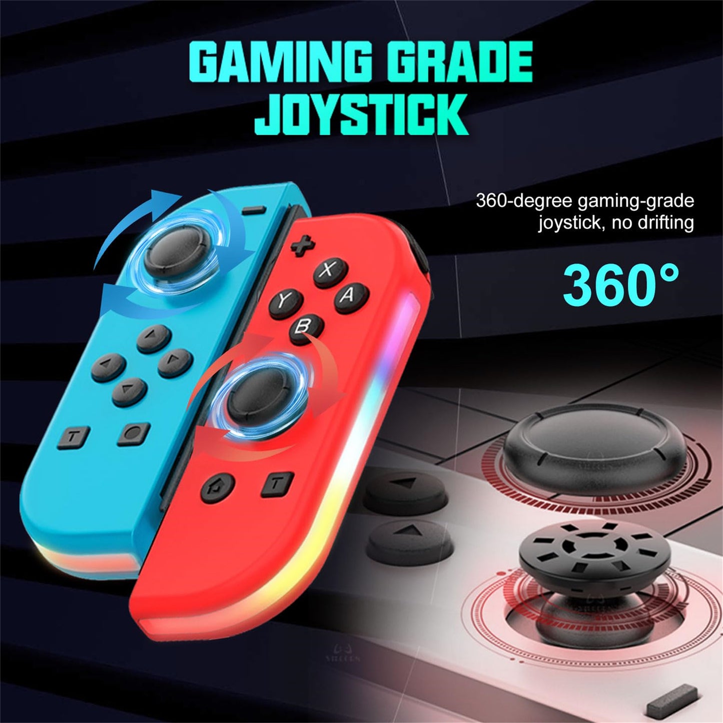 RCY Joypad Controller (left/right) for Switch ,Blue&Red with LED