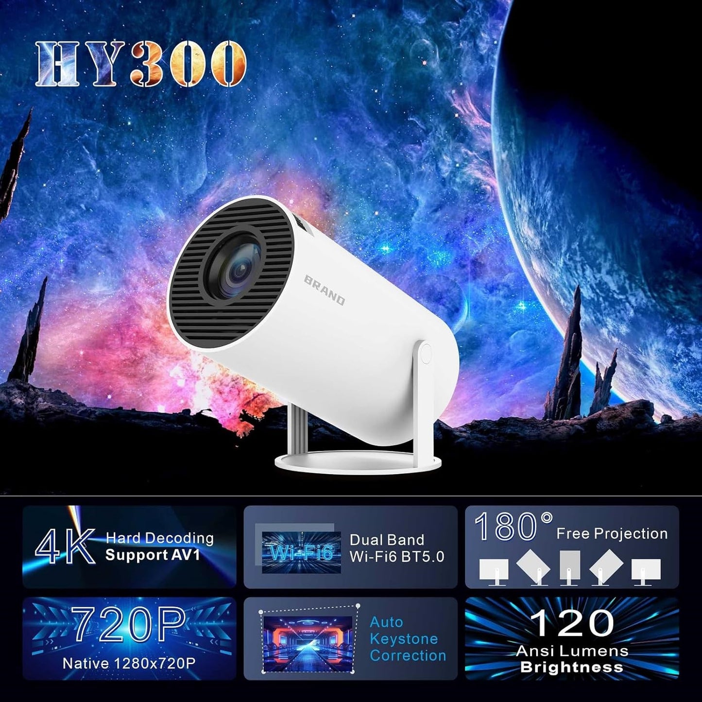 UHM Mini Gaming Porjector，Portable Projector with Gaming Controller P3+HY300