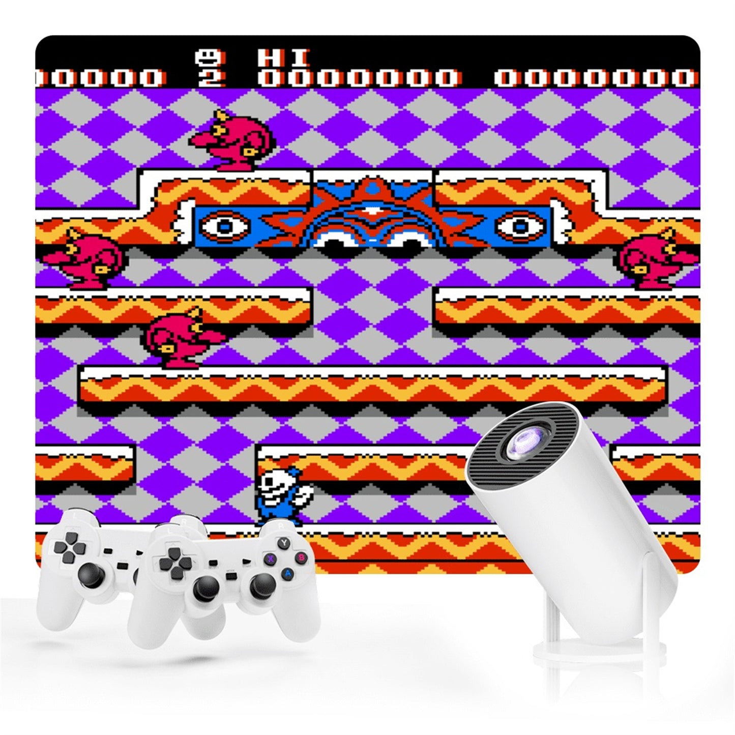 UHM Mini Gaming Porjector，Portable Projector with Gaming Controller P3+HY300