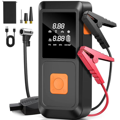 UHM Cordless Portable Tire Inflator With Car Jump Starter 08 Orange