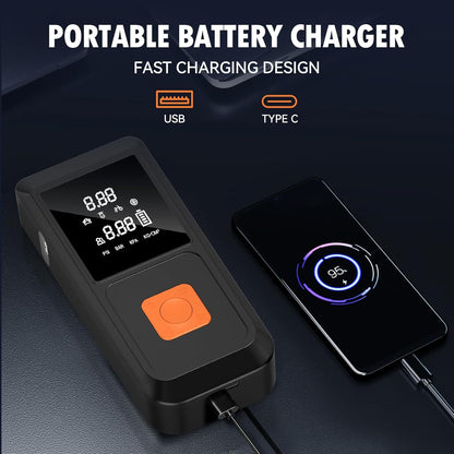 UHM Cordless Portable Tire Inflator With Car Jump Starter 08 Orange