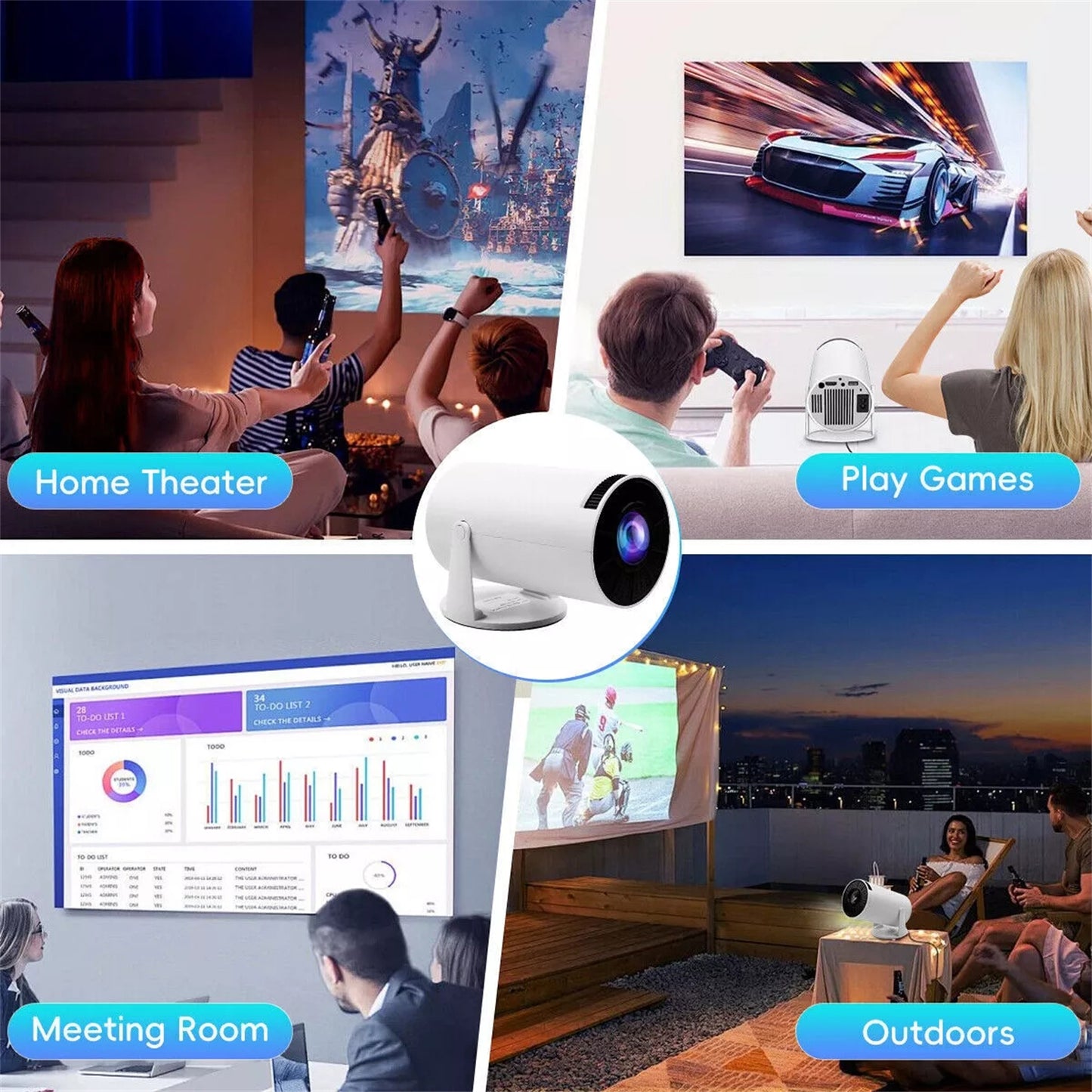 RCY Mini Projector 1080P Portable Projector,HY300Pro