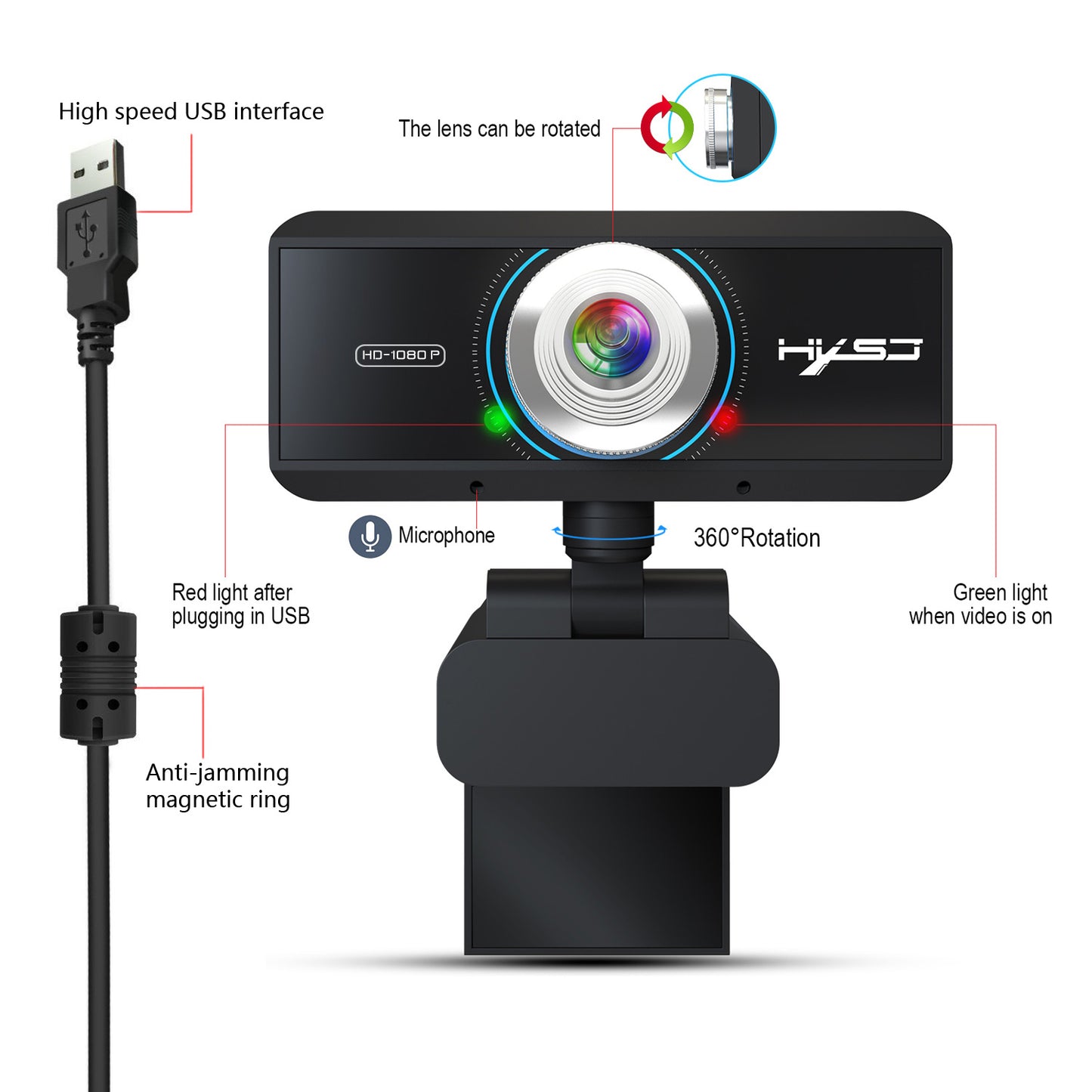 RCY 1080P Webcam with Microphone,S4