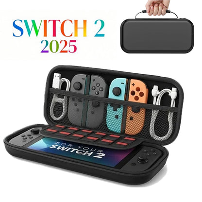 ERFKJE Switch Carrying Case for Switch 2, Protective Hard Shell Portable Travel Carry Case Pouch holds 12 Cartridges with Pockets for Accessories and Games Switch2