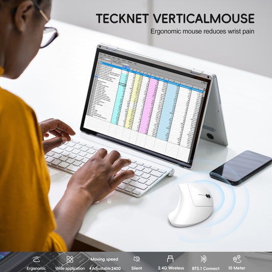 UHM Vertical Gaming Mouse，T22 White