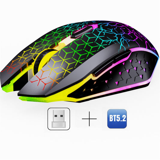 RCY Dual Wireless Rechargeable Gaming Mouse,T34 Black