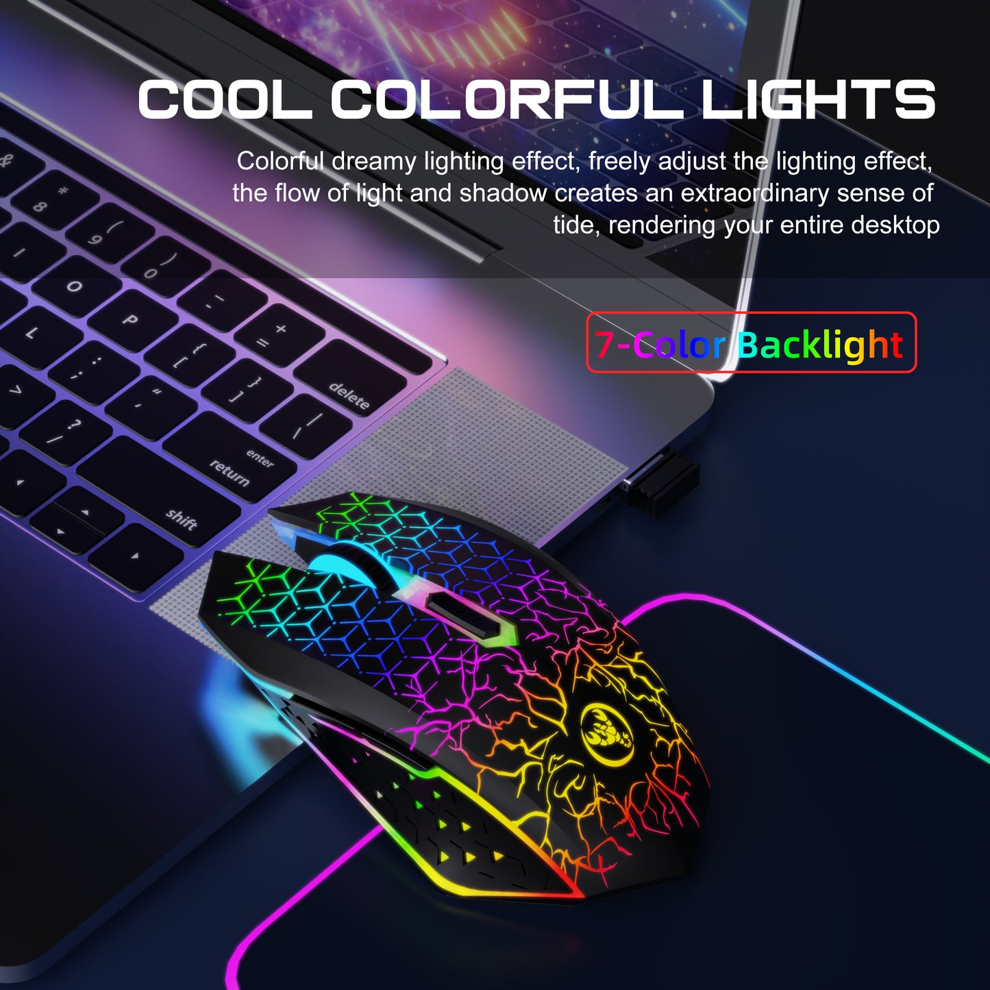 RCY Dual Wireless Rechargeable Gaming Mouse,T34 Black