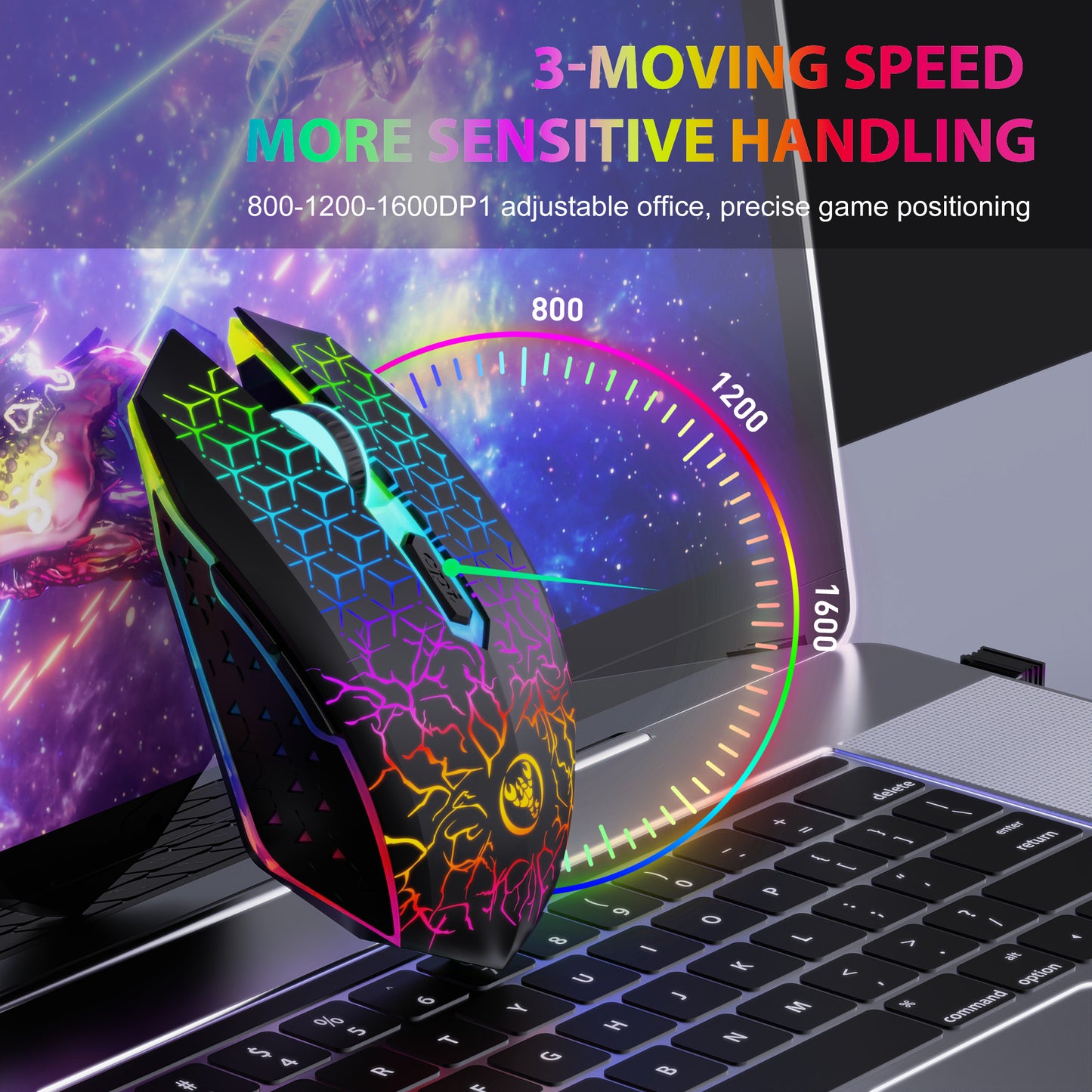 RCY Dual Wireless Rechargeable Gaming Mouse,T34 Black