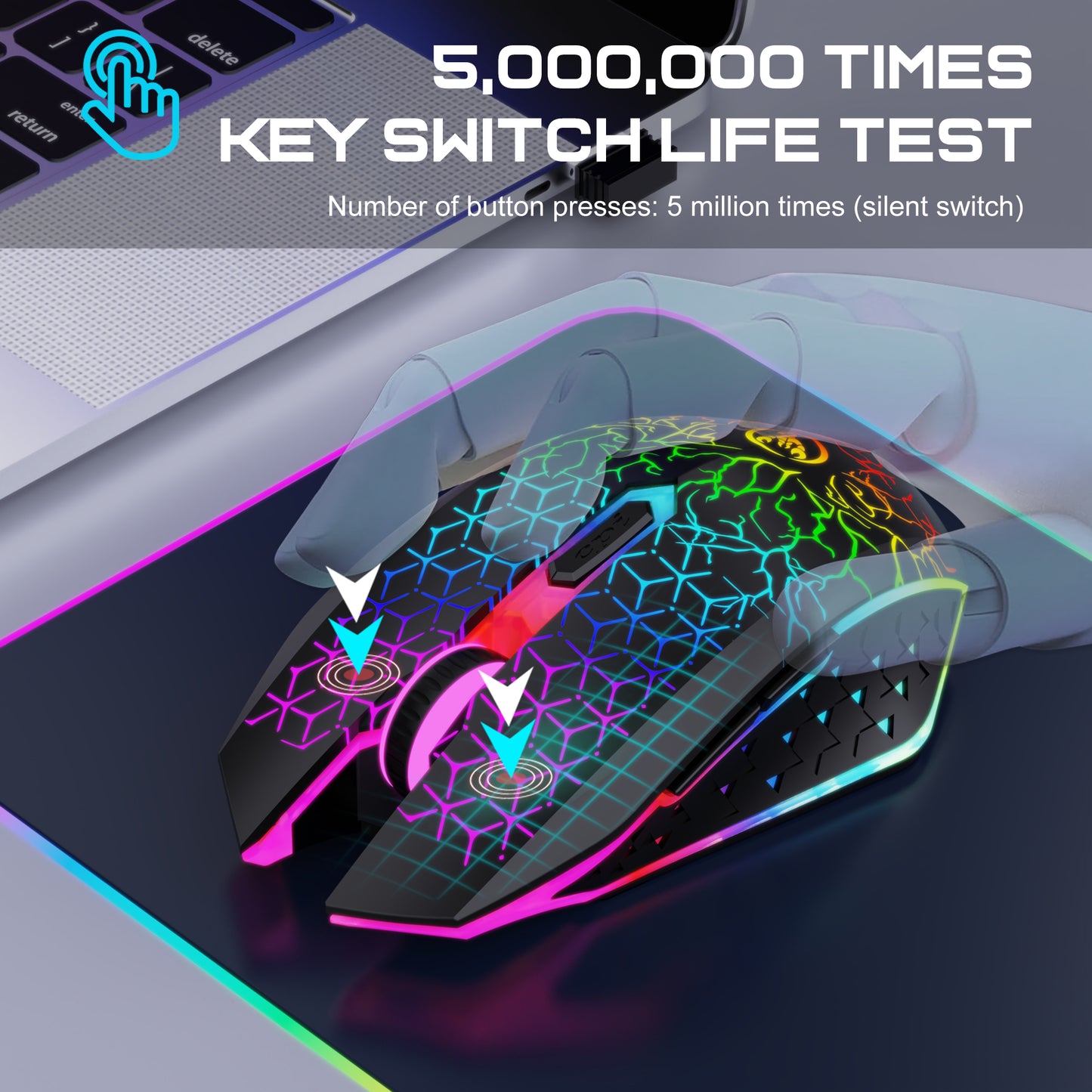RCY Dual Wireless Rechargeable Gaming Mouse,T34 Black
