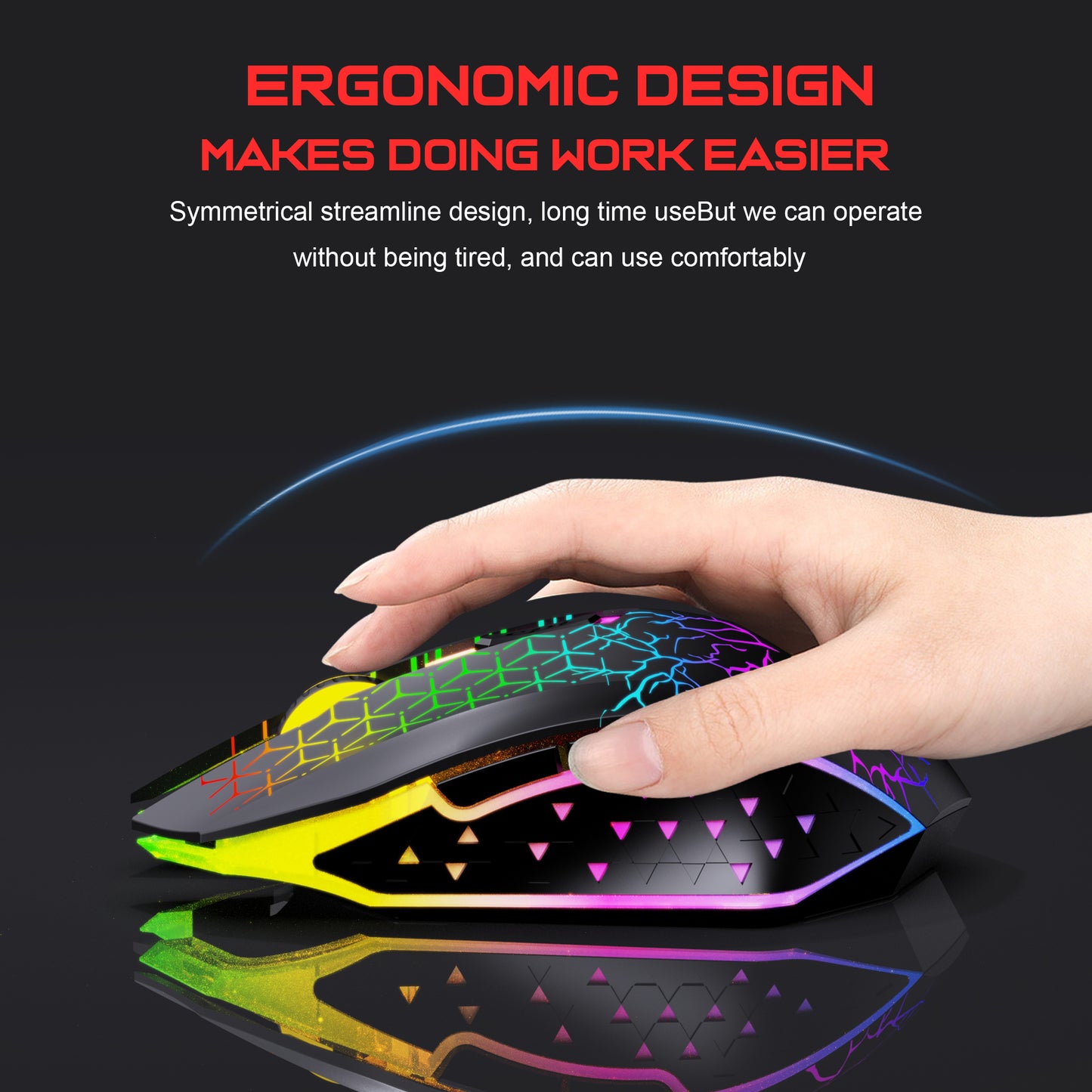 RCY Dual Wireless Rechargeable Gaming Mouse,T34 Black