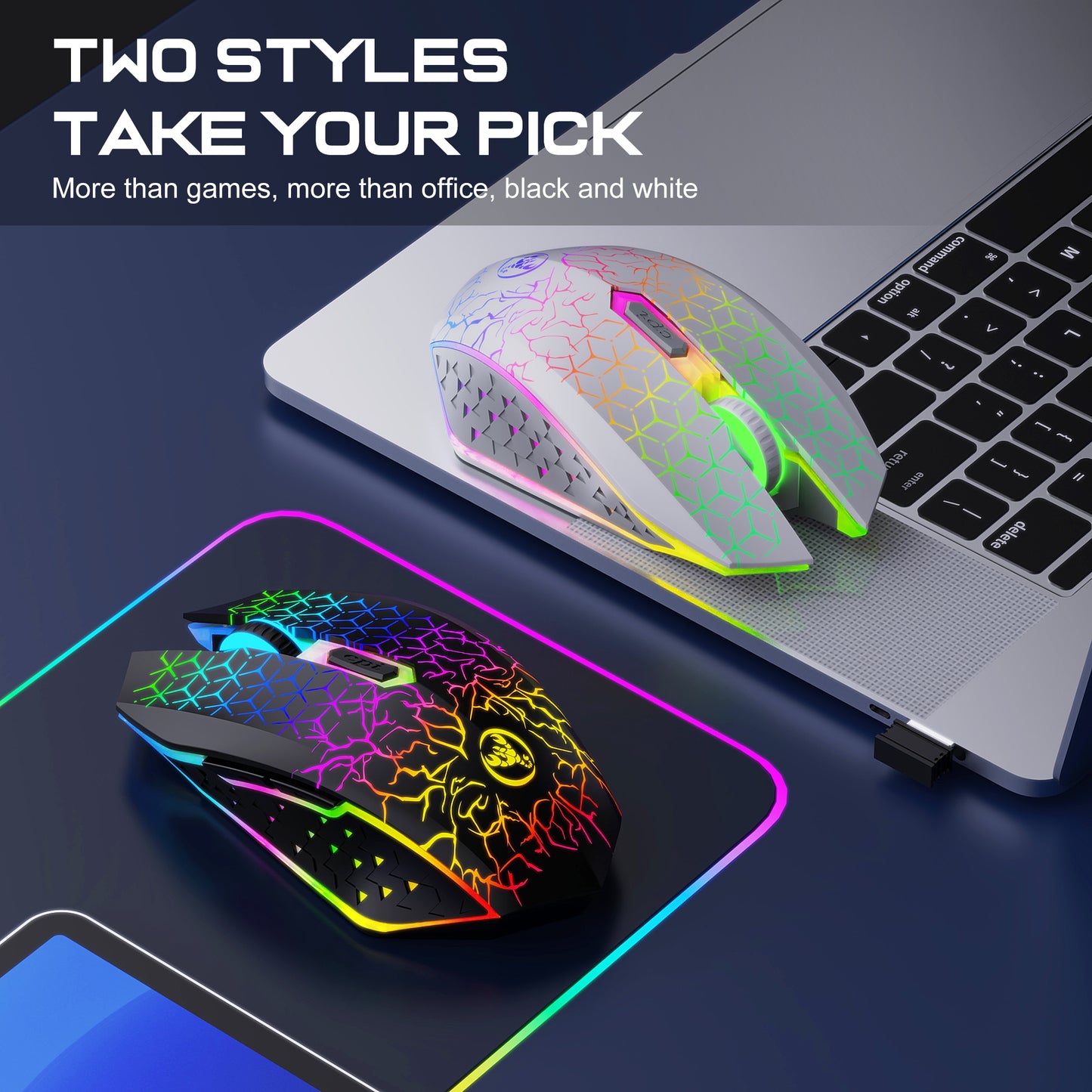 RCY 2.4G & Bluetooth 5.2 Dual Mode Wireless Gaming Mice, T34 White
