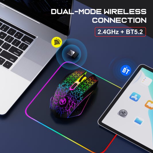 RCY Dual Wireless Rechargeable Gaming Mouse,T34 Black