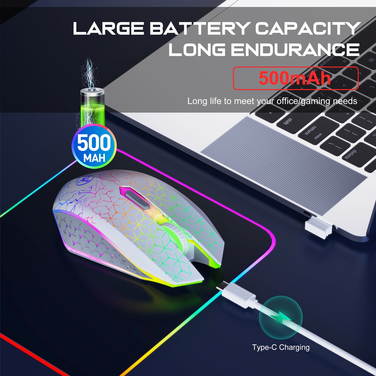 RCY 2.4G & Bluetooth 5.2 Dual Mode Wireless Gaming Mice, T34 White