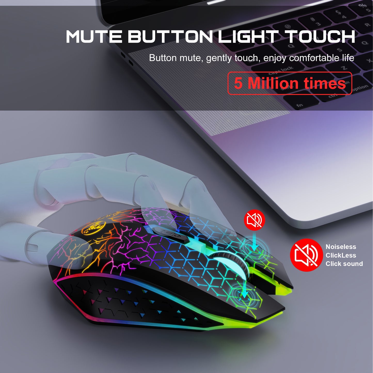 RCY Dual Wireless Rechargeable Gaming Mouse,T34 Black