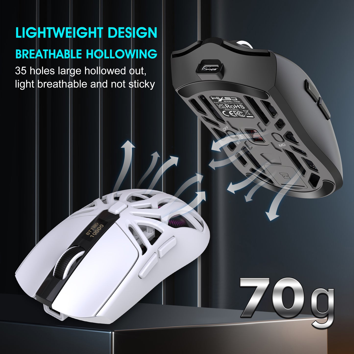 UHM Wireless Gaming Mouse T400 White