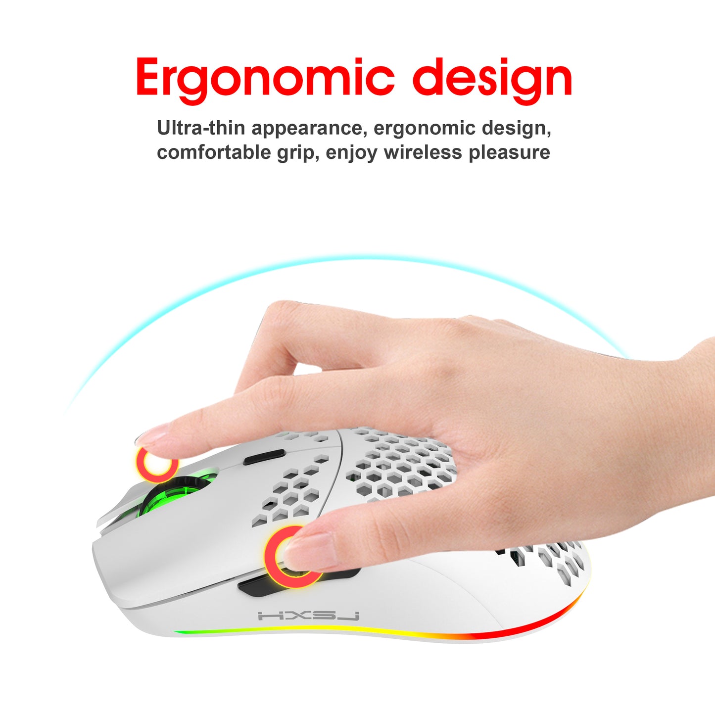 RCY T66 2.4G Ultralight Wireless Gaming Mouse White