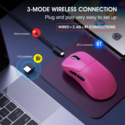 UVQYC Wireless Gaming Mouse With 57g Lightweight Design,10000DPI-Pink