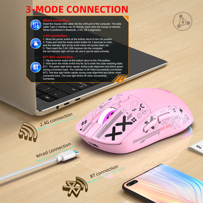 Wireless Gaming Mouse,Colorful RGB Backlight,T90Pink