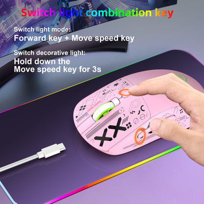 Wireless Gaming Mouse,Colorful RGB Backlight,T90Pink
