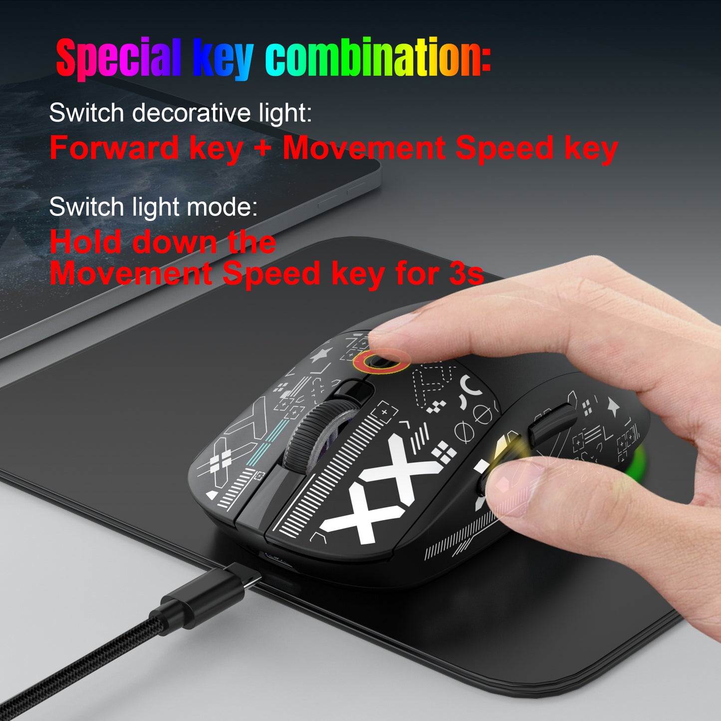 UHM T90 Tri-Mode Gaming Mouse