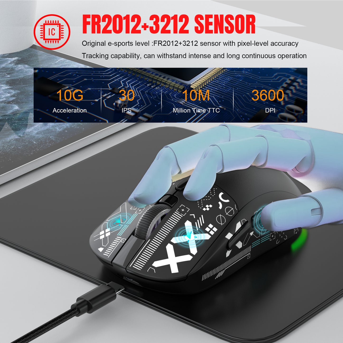 UHM T90 Tri-Mode Gaming Mouse