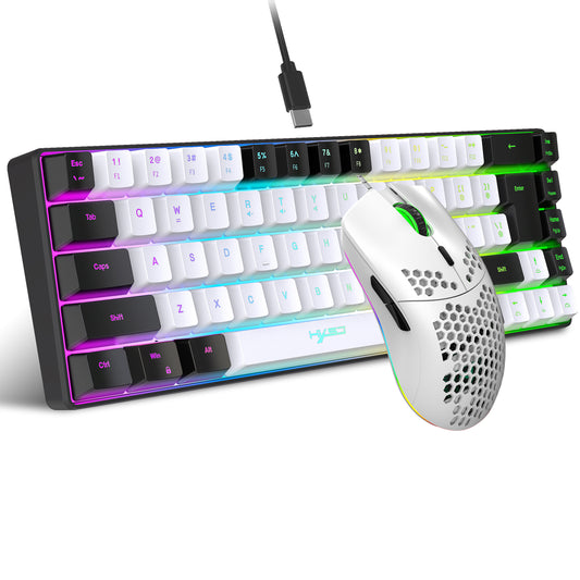 Gaming Keyboard Mouse Combo with RGB Backlit– 68-Key Color-Blocking Keyboard