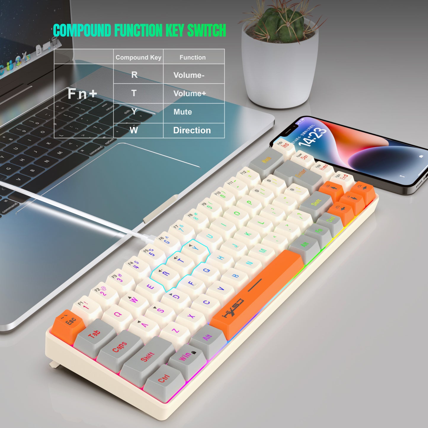 UHM 68 Keys Gaming Keyboard,Three Color