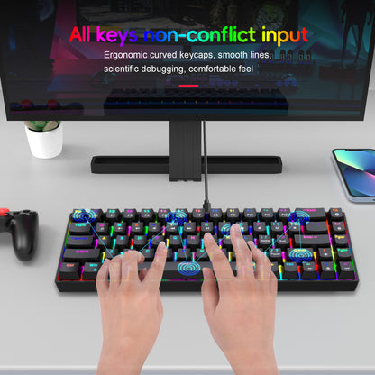RCY RGB Gaming Keyboard Wired 68keys,V800RGB-B