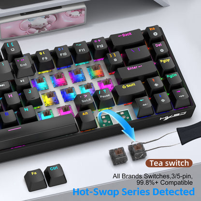 RCY RGB Gaming Keyboard Wired 68keys,V800RGB-B