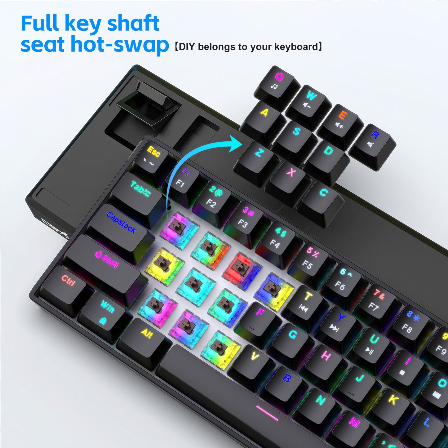 RCY RGB Gaming Keyboard Wired 68keys,V800RGB-B
