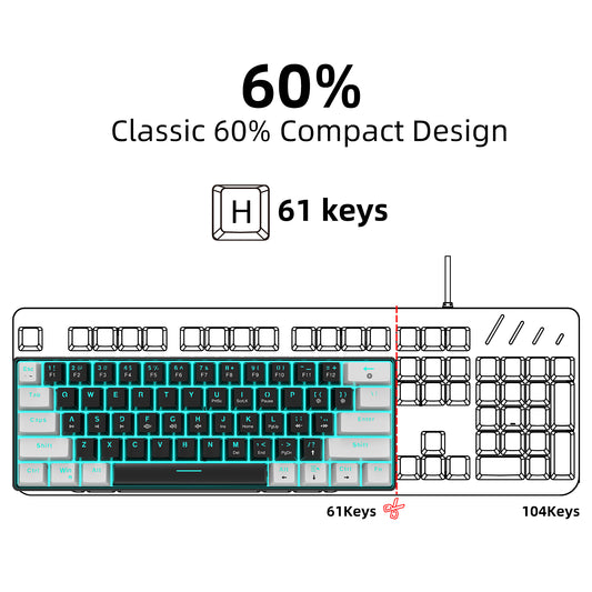 UHM V900 Gaming Wired Keyboard,White and Black