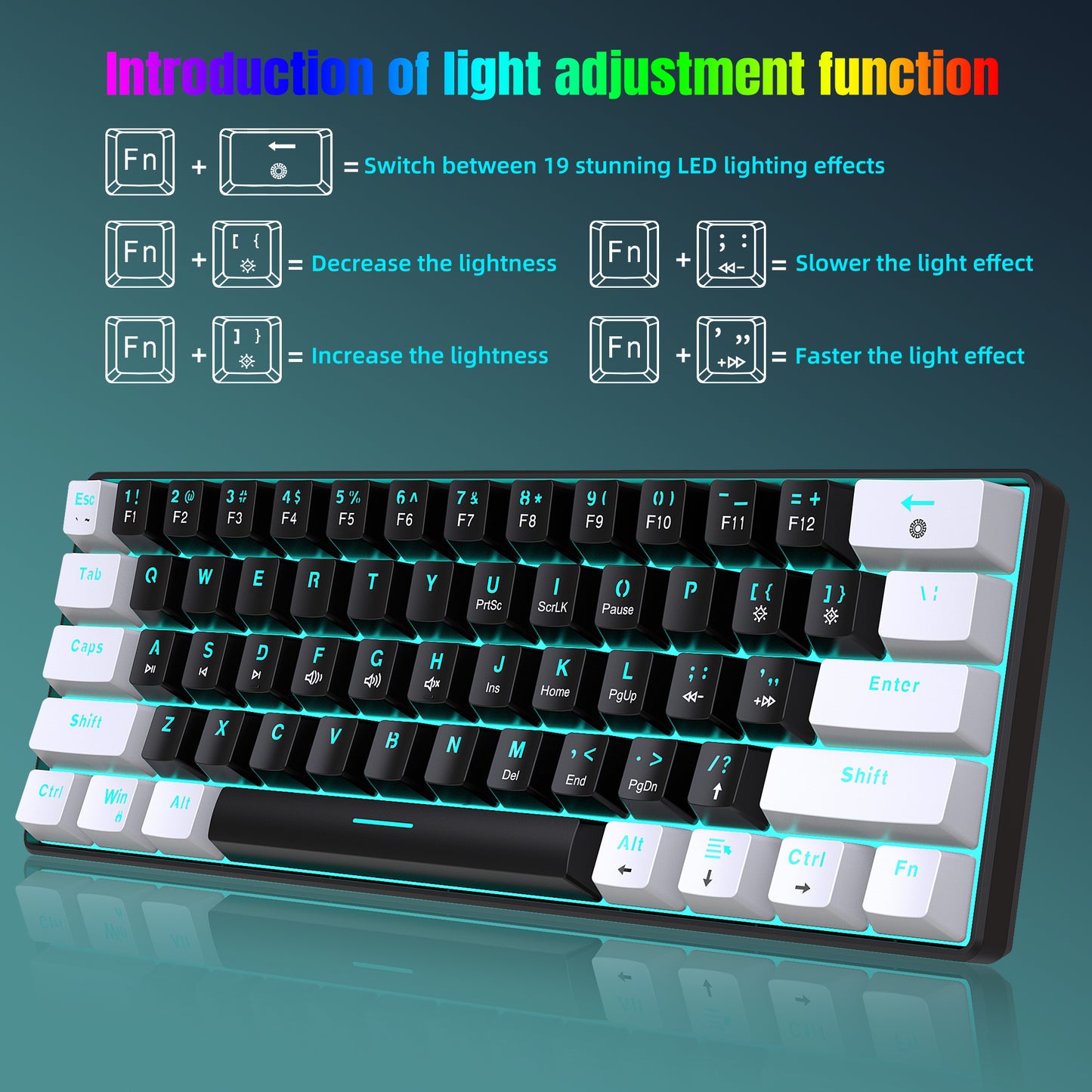 UHM V900 Gaming Wired Keyboard,White and Black