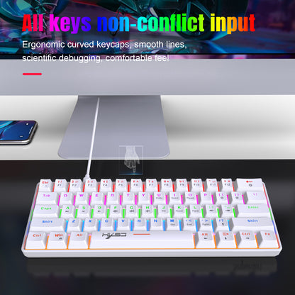 RCY 61 Keys RGB Optical Mechanical Gaming Keyboard,Wired PC Gaming Keyboards with RGB Backlight,Blue Swiches for Gamer