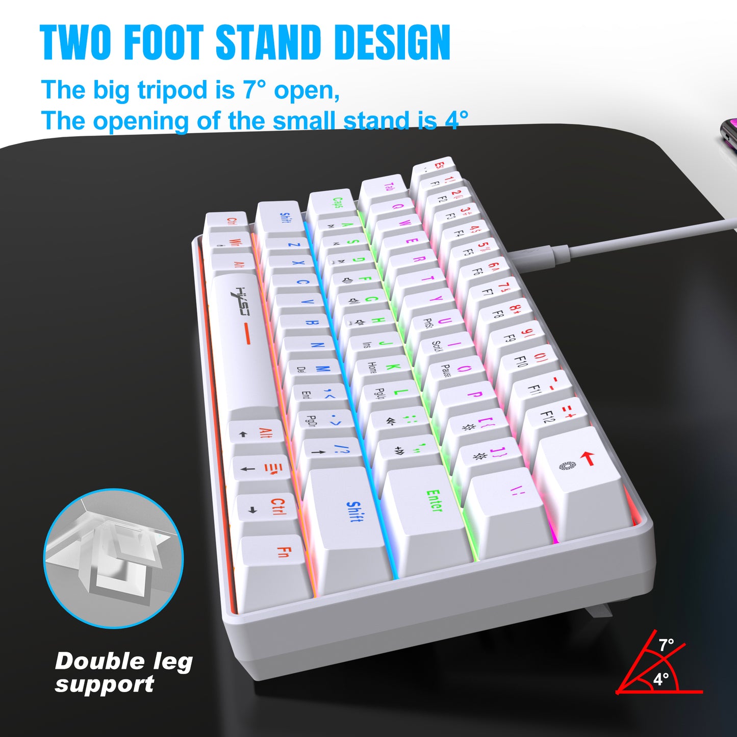 RCY 61 Keys RGB Optical Mechanical Gaming Keyboard,Wired PC Gaming Keyboards with RGB Backlight,Blue Swiches for Gamer