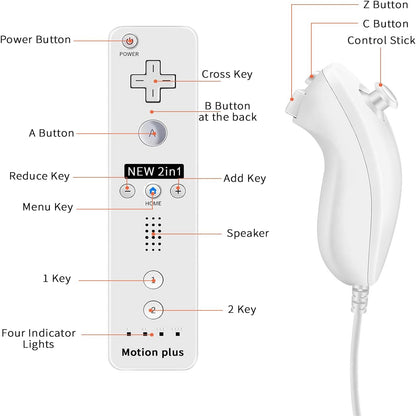 RCY Wii Remote Controller Compatiable with Nintendo Wii/Wii U, White