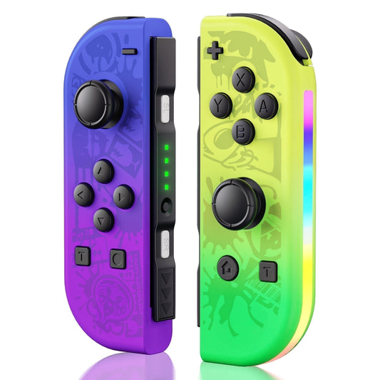 Wireless Controller Compatible with Switchs for N-Switch/Lite/OLED,Wireless Game Controller(L/R) Support Colorful RGB Light/Motion Control/Wake Up Function/Six Axis/Turbo Function