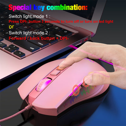 RCY X100 Pink Gaming Mouse Wired,USB Computer Mouse