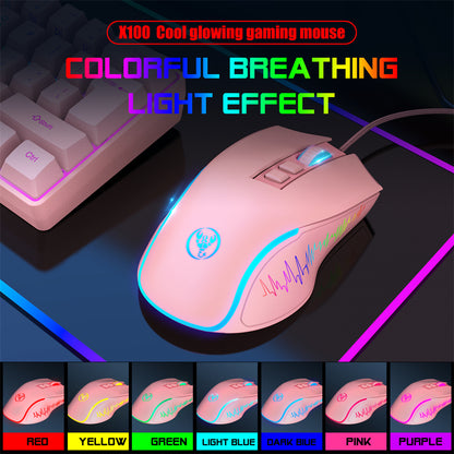 RCY X100 Pink Gaming Mouse Wired,USB Computer Mouse