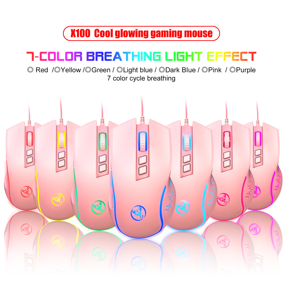 RCY X100 Pink Gaming Mouse Wired,USB Computer Mouse