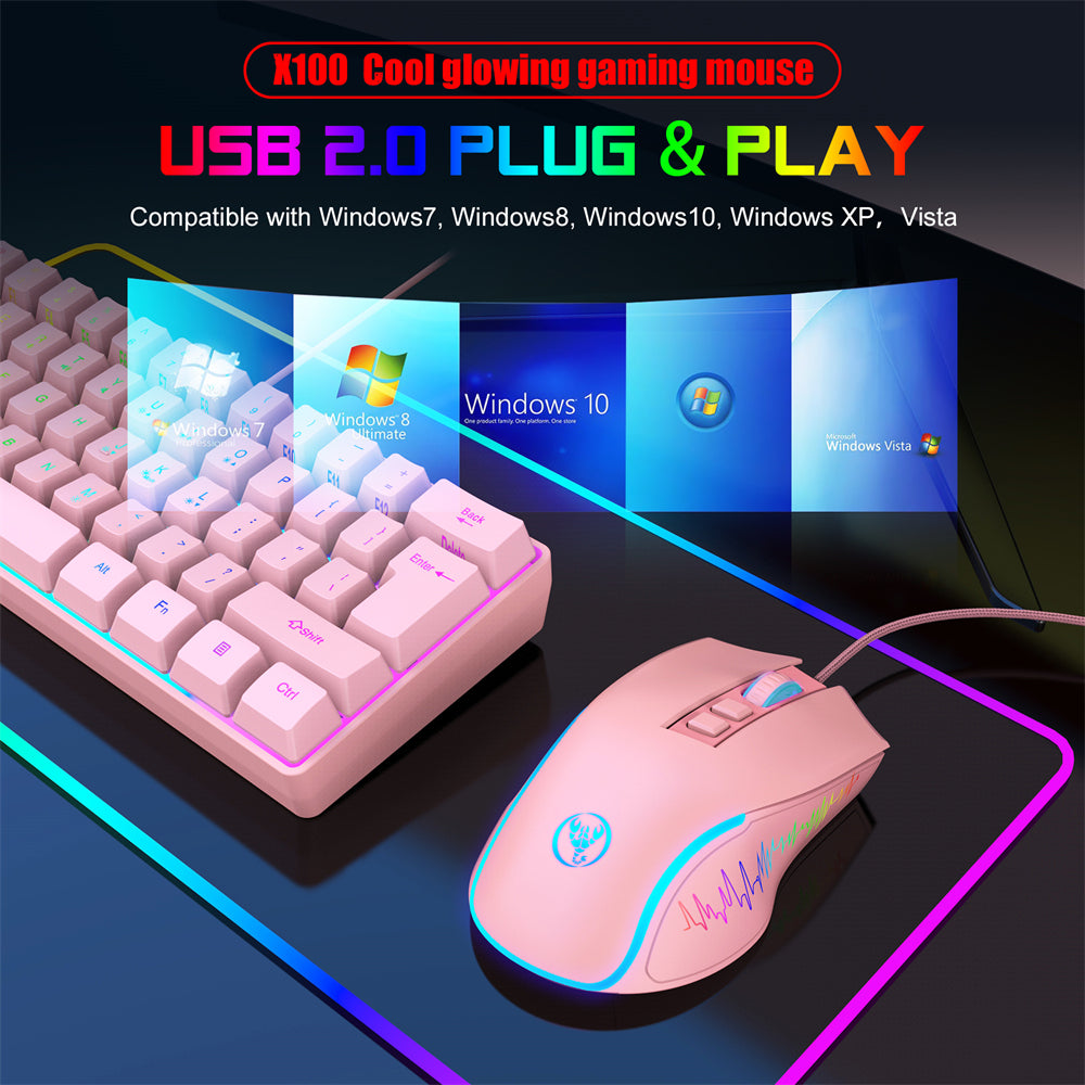RCY X100 Pink Gaming Mouse Wired,USB Computer Mouse