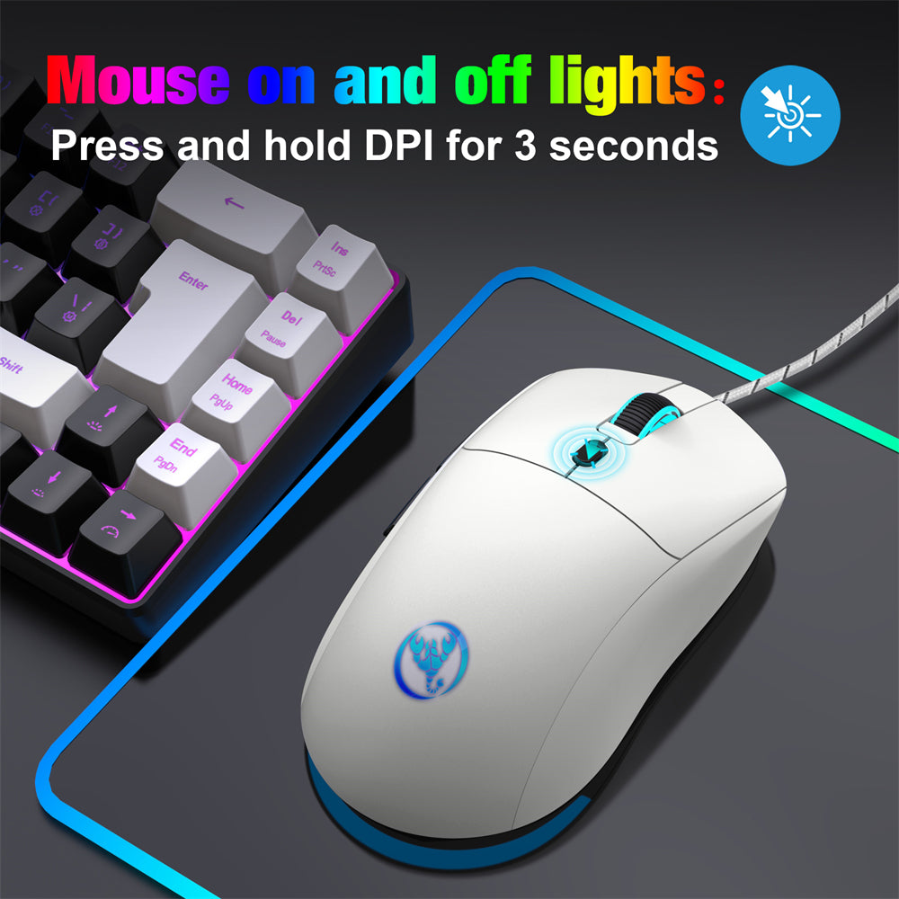 RCY X200 Wired Gaming Mouse USB Computer Mouse,White