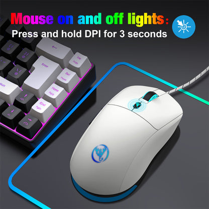 RCY X200 Wired Gaming Mouse USB Computer Mouse,White
