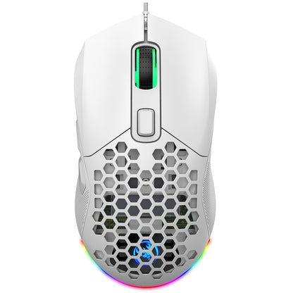 RCY Wired Optical Gaming Mouse for PC Gaming, 6 Buttons, Honeycomb Shell, Up to 7200 DPI