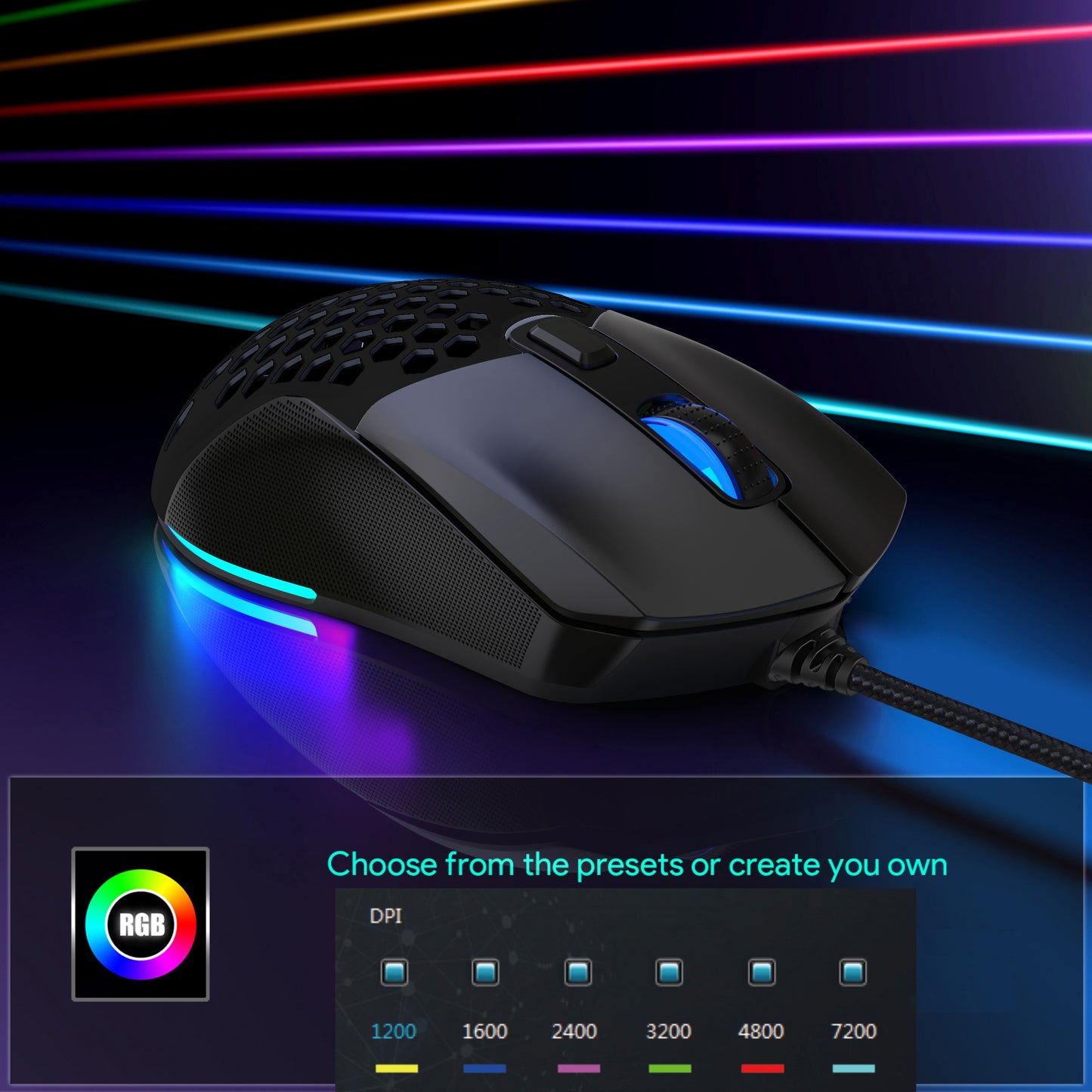 RCY X300 Wired Mouse,USB Wired Computer Gaming Mouse, Black