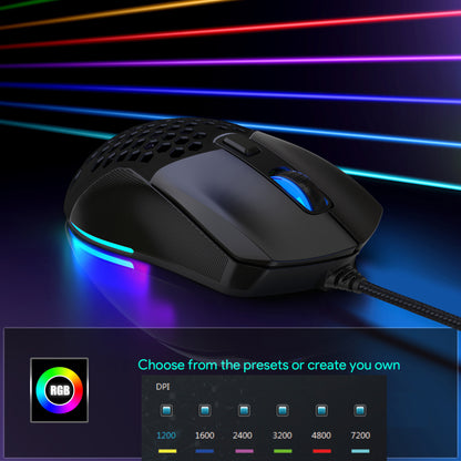 RCY X300 Wired Mouse,USB Wired Computer Gaming Mouse, Black