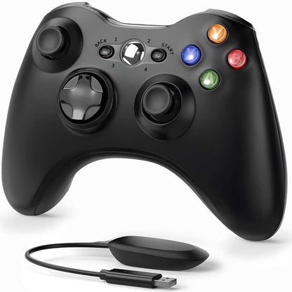 ERFKJE  Wireless Controller for X-box 360/360 Slim,2.4Ghz Gamepad Joystick Controller Remote for PC Windows 7/8/10/11 with Receiver Adapter,Black
