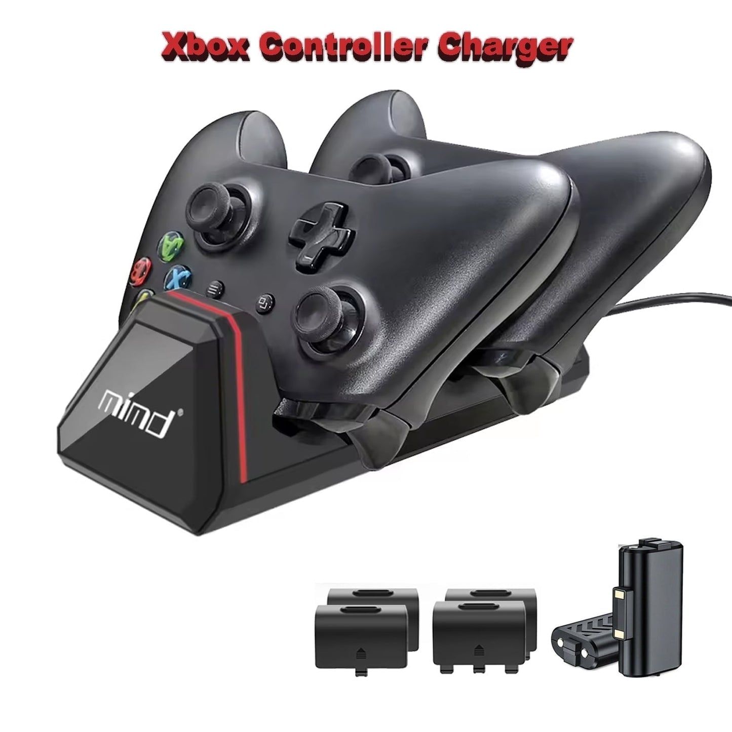 Xbox Controller Charger, Xbox Controller Charging Station with 2 Rechargeable Battery Packs for Xbox One/Series X|S /Elite Controller,Long battery life Over 8 hours of gameplay