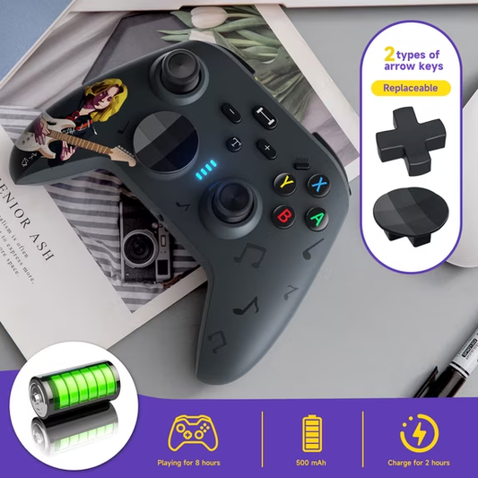 Wireless Pro Controller Compatible with N-Switch/OLED/Lite/PC/IOS/Android, UHM Gamepad Joystick with Dual Vibration Programmable Turbo 6-axis Gyro Function, Kobe Commemorative Edition,Musick Black