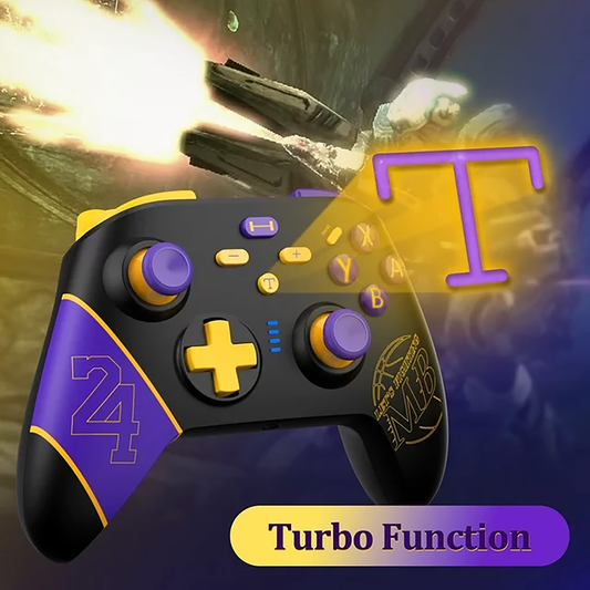 ERFKJE Switch Pro Controller for N-Switch/OLED/Lite/PC/IOS/Android, Wireless Switch Controller with Dual Vibration Programmable Turbo 6-axis Gyro Function, Black